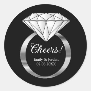 Prost Diamant-Ehering mit individuellem Text Schwa Runder Aufkleber