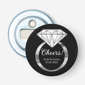 Prost Diamantring mit individuellem Text Schwarz Flaschenöffner