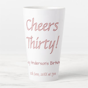 Prost dreißig rosa Maron Name trendy Geburtstag si Milchtasse