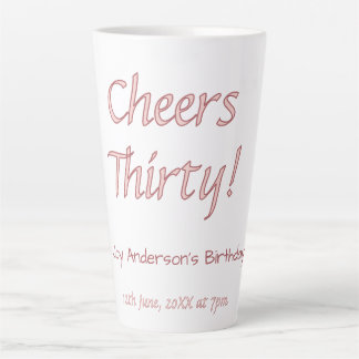 Prost dreißig rosa Maron Name trendy Geburtstag si Milchtasse