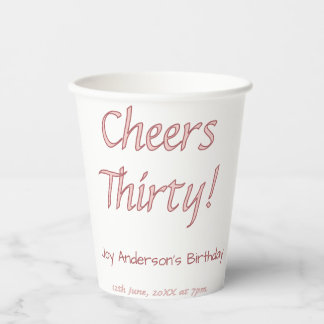 Prost dreißig rosa Maron Name trendy Geburtstag si Pappbecher