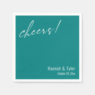 Prost! Einfache Eleganz Hochzeitstypografie Türkis Serviette