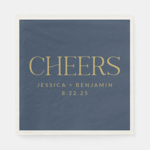 Prost Elegant Navy Blau Gold Moderne Chic Hochzeit Serviette