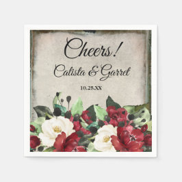 Prost! | Elegante Dark Red Floral Goth Wedding Serviette