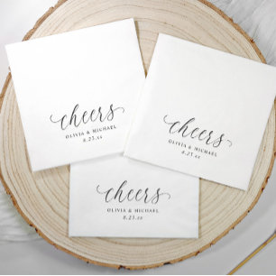 Prost Elegante Einfache Schwarz-Weiße Hochzeit Serviette