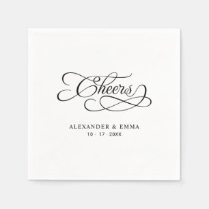 Prost Elegante Hochzeit Schwarz & Weiß Kalligrafie Serviette