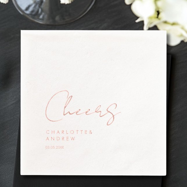 Prost! Elegante, minimale Handschrift Servietten Mit Folie (Cheers! Elegant, minimal, handwriting Foil Napkins)