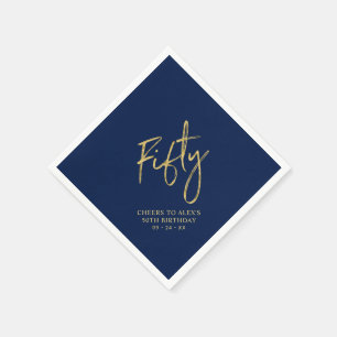 Prost Fifty Moderne Navy Blau 50. Geburtstagsfeier Serviette