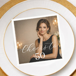 Prost Foto elegante Schrift Geburtstagsfeier Serviette