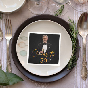 Prost Foto Gold Geburtstagsfeier Serviette