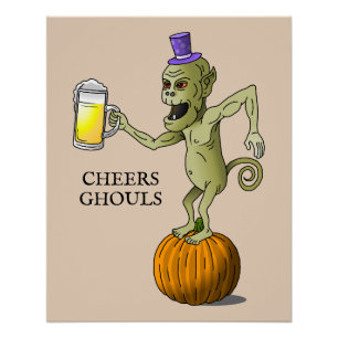 Prost Ghouls Halloween Party Glänzend Poster