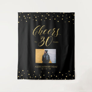 Prost Gold & Black 30. Geburtstagsfeier Foto Wandteppich