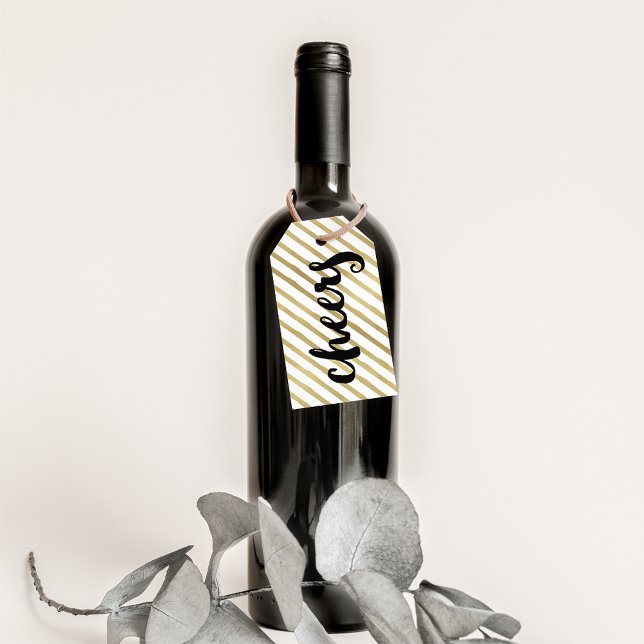 Prost | Gold Streifen aus Schwarz und Imitat Geschenkanhänger (Von Creator hochgeladen)