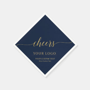 Prost Gold- und Navy-Geschäftslogo mit individue Serviette