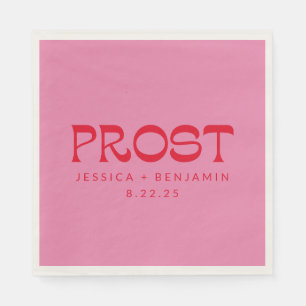 Prost Groovy Pink Red Typografy Names Wedding Serviette