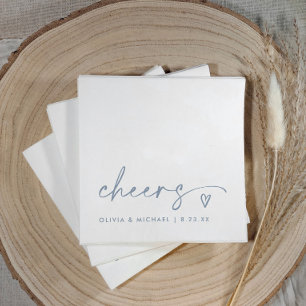 Prost Handschrift & Herz Dusty Blue Hochzeit Serviette