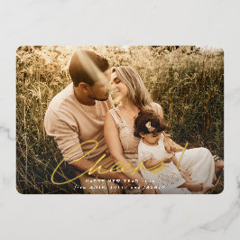 Prost! Happy New Year Foto Folien Feiertagskarte