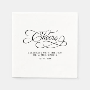 Prost Herr und Frau Elegante Hochzeits-Kalligrafie Serviette