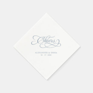 Prost Hochzeit Staubblau Elegante Kalligrafie Serviette