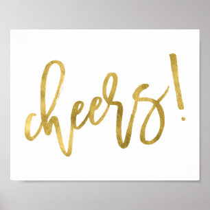 Prost! Imitate Gold Foil Party Celebration Print Poster