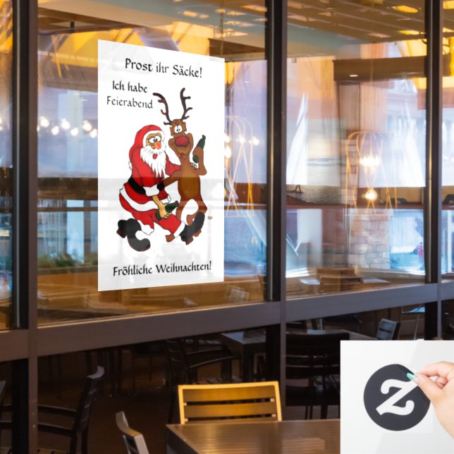 Prost it bags - Frohe Weihnachten! Deutscher Text Fensteraufkleber (Restaurantfenster)