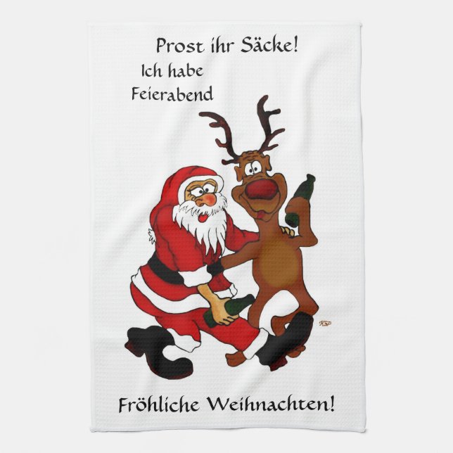 Prost it bags - Frohe Weihnachten! Deutscher Text Geschirrtuch (Vertikal)