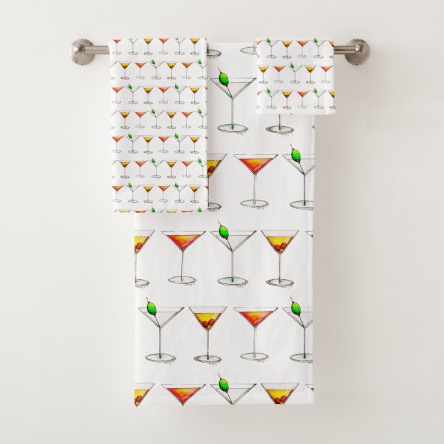 Prost! Martini Manhattan Cosmo Cocktail Glass Badhandtuch Set (Insitu)