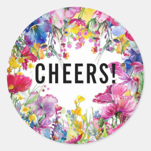 PROST! 🌻 💗 🌹 Meadow Blooms Collection Runder Aufkleber