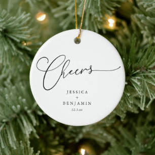 Prost Minimal Schwarz Weiß Schrift Benutzerdefinie Keramik Ornament