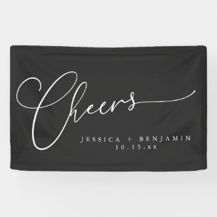 Prost Minimalist Black Schrift Elegante Hochzeit Banner