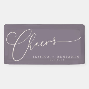 Prost Minimalist Pflaume Skript Elegante Hochzeit Banner