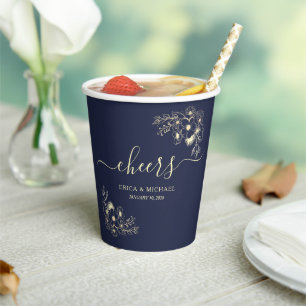 Prost Navy Blau Hochzeit Pappbecher