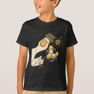 Prost Neujahr 2026 Gans mit Luftballon Scheibe T-Shirt