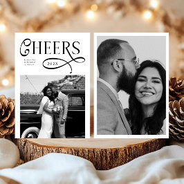 Prost Neujahr Modern Chic Stylisch 2 Foto Feiertagskarte