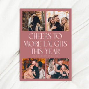 Prost Neujahr Rosa Multi-Foto Feiertagskarte