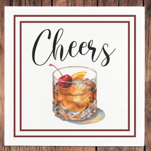 Prost Old Fashioned Schriftzug Rand Serviette