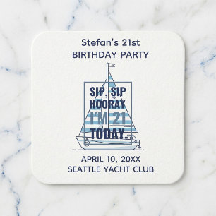 Prost Prost Hurra Personalisierter 21. Geburtstag  Rechteckiger Pappuntersetzer