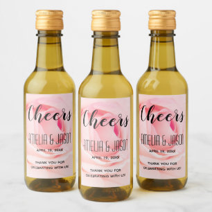 Prost   Rosa blühende Rose Blumenzwiebelmini Weinetikett