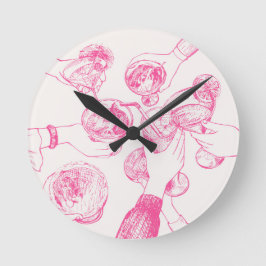 Prost! rosa Skizzendesign Runde Wanduhr