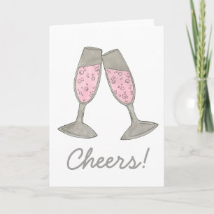 Prost! Rosé-Champagner-Hochzeit Gratulationskarte Karte