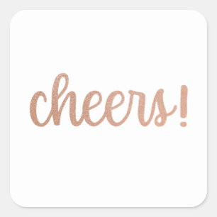 Prost! Rose Gold Glitter Schrift Sticker
