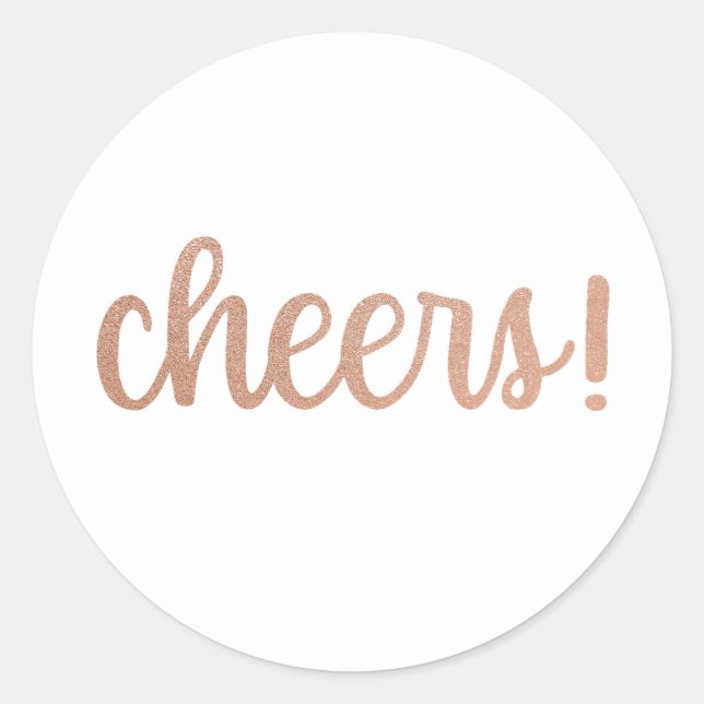 Prost! Rose Gold Glitzer Script Sticker (Vorderseite)