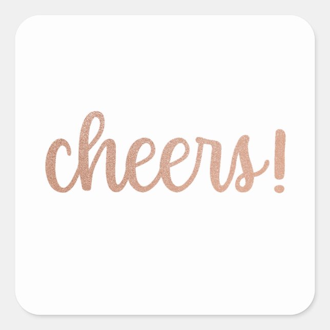 Prost! Rose Gold Glitzer Script Sticker (Vorderseite)