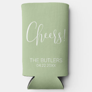 Prost! Sage Green Wedding Seltzer Can Cooler Selters Dosenkühler