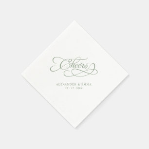 Prost Sage Grün Kalligrafie Hochzeits-Cocktail Serviette