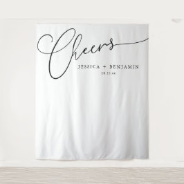 Prost-Schwarz-Weiß-Script Hochzeitskulisse Wandteppich