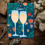 Prost! Sparkling Wine Champagne Blume Glückwünsche Postkarte<br><div class="desc">Schönes Gemälde von zwei Champagner-Gläser, um jemanden gratulieren zu wünschen. Klicken Sie auf "Bearbeiten mit dem Designwerkzeug", um Text auf der Rückseite hinzuzufügen. Karo meinen Shop für mehr oder lass mir wissen, wenn Sie etwas Angewohntes wollen! Ich kann benutzerdefinierte Kunst erstellen, wenn Sie wollen! :) Schicken Sie mir einfach eine...</div>