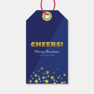 Prost Spaß Weihnachten Blau & Gold Geschenkanhänger