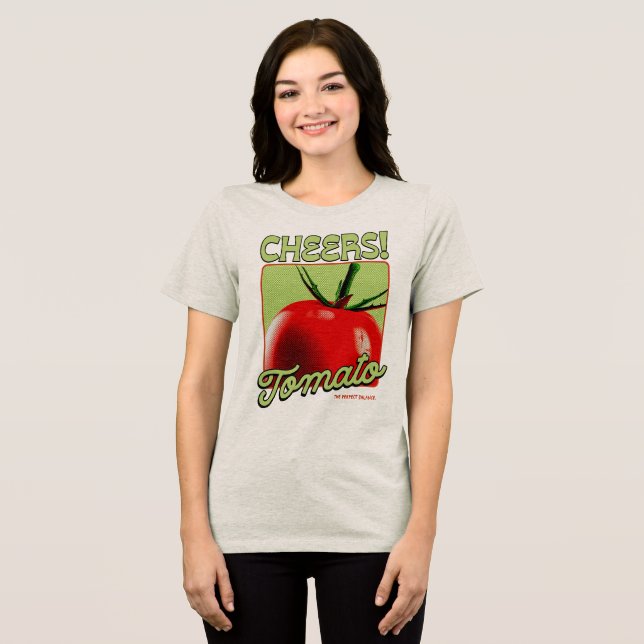 Prost Tomate Retro Pop Art Tri-Blend Shirt (Vorderseite voll)