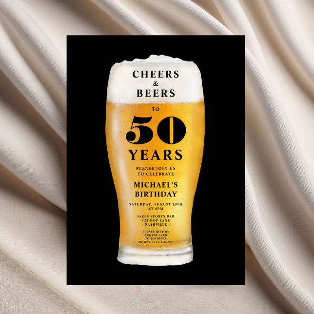 Prost Und Bier 50. Geburtstag Einladung (Cheers And Beers 50th Birthday Invitation)
